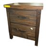 Image 2 : Dark Brown 2-Drawer Wooden Nightstand, H27" x W23" x D18"