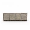 Image 1 : Light Brown Distressed Wood 4-Door Sideboard, H24" x W70" x D20"