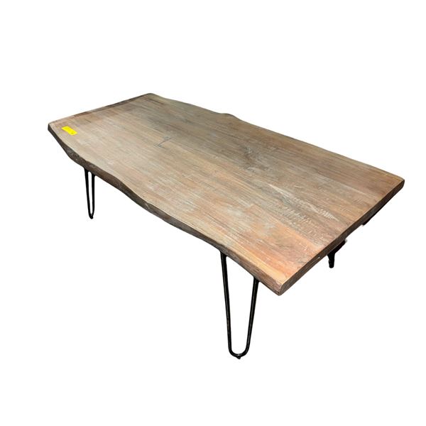 Brown Live-Edge Wooden Coffee Table, Approx. W52" x  27"