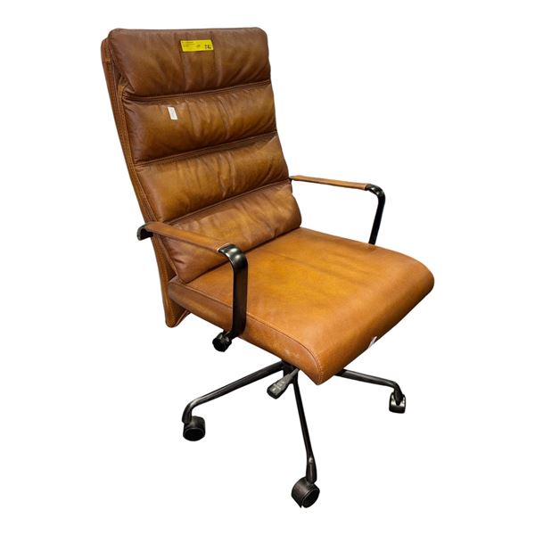 Brown Tufted Faux Leather Executive Office Chair