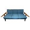 Image 3 : Modern Blue 3-Seater Sofa with Wooden Arms, W73"
