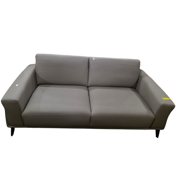 New Classic Furniture Modern Gray Leather Sofa - approx. 75in (new open box)