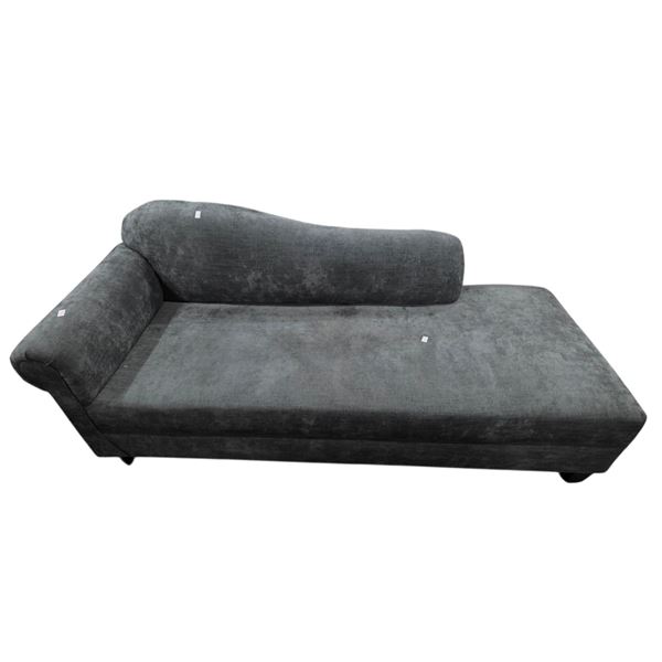 New Gray/Blue Fabric Chaise Lounge - approx. 76in (new open box)