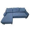 Image 1 : New Slate Blue Fabric L-Shaped 2-Pcs Sectional Sofa, W82" x D32" / 54"
