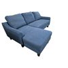 Image 2 : New Slate Blue Fabric L-Shaped 2-Pcs Sectional Sofa, W82" x D32" / 54"