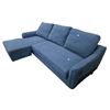 Image 3 : New Slate Blue Fabric L-Shaped 2-Pcs Sectional Sofa, W82" x D32" / 54"
