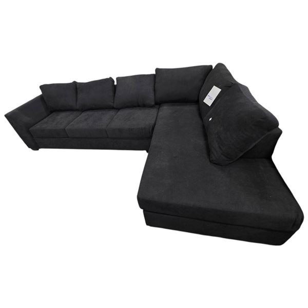 New Black Upholstered 2-Pcs Sectional Sofa, W120" x D36"/72"