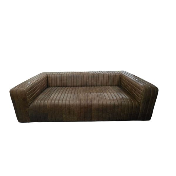 New Modern Brown Leather Sofa, W92"