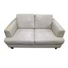 Image 1 : New Contemporary Khaki Faux Leather Loveseat, W56"