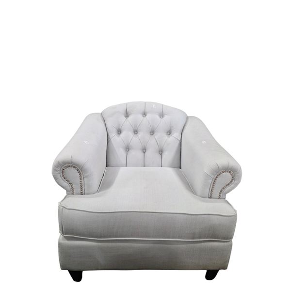 New Light Beige Fabric Armchair w/ Silver Nailhead Trim, W37"