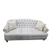 Image 1 : New Light Beige Fabric 3-Seat Sofa w/ Silver Nailhead Trim, W83"