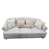 Image 2 : New Light Beige Fabric 3-Seat Sofa w/ Silver Nailhead Trim, W83"