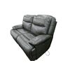 Image 2 : Charcoal Gray Leather Reclining Loveseat, W64" (Used Condition)