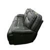 Image 3 : Charcoal Gray Leather Reclining Loveseat, W64" (Used Condition)