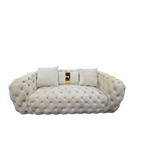 New Luxurious Cream Velvet Rounded Sofa, W72"