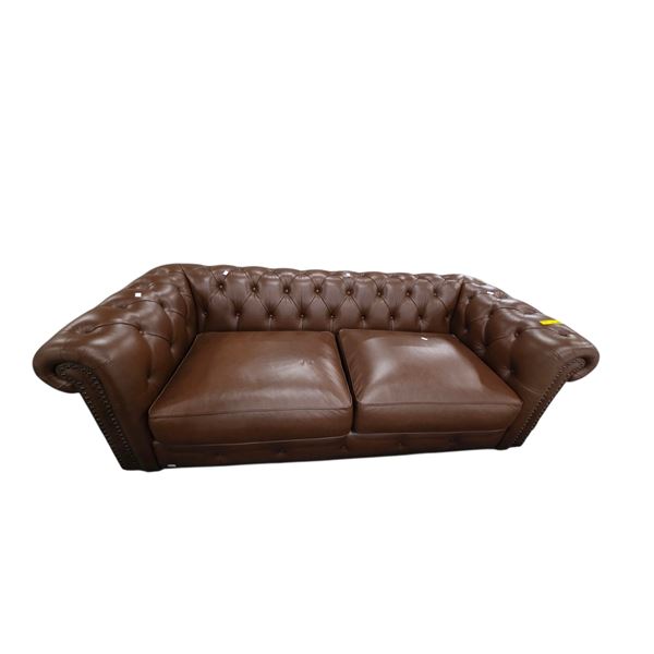 New Chesterfield Style Leathe, Chestnut, W83"