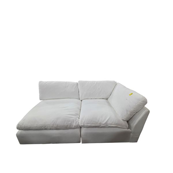 New - Low Profile White Modular 1-Pcs Sectional Sofa, W78" - some stains