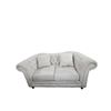 Image 1 : New Light Gray Fabric Chesterfield Loveseat w/ Silver Nailhead Trim, W68"