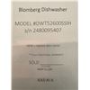 Image 10 : New Open box - Blomberg Dishwasher - MSRP $1,599 - MODEL #DWT52600SSIH - s/n 2480095407