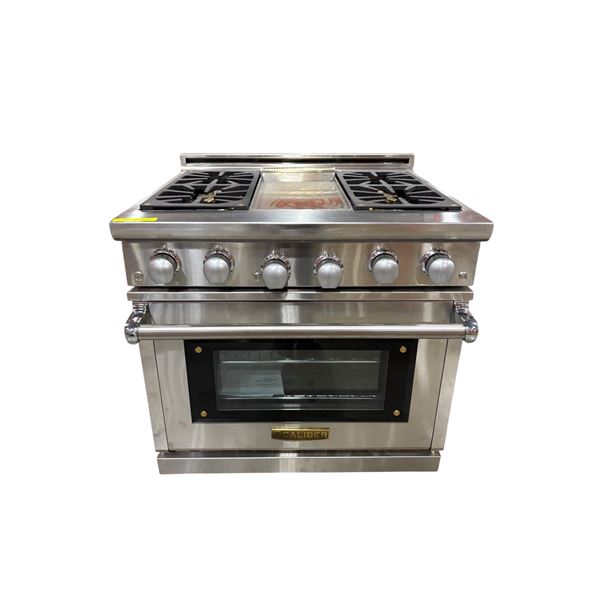 New Caliber 36" Gas Range 4 Burners w/ Griddle Model RG3G-N MSRP $19,000 (new showroom model) S/N CR