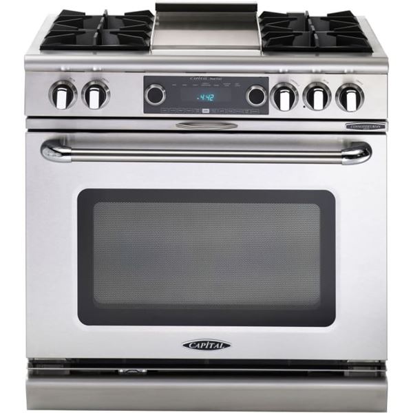 BNIB - Capital 36" Dual Fuel Range w/ 4 Open Burners + 12" Griddle, Built-In Rotisserie, Self Clean