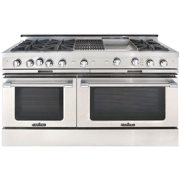 BNIB - Capital 60" Range, All LP Gas 6 Open Burners, Self Clean, 24" Griddle + Charbroiler approx. 2