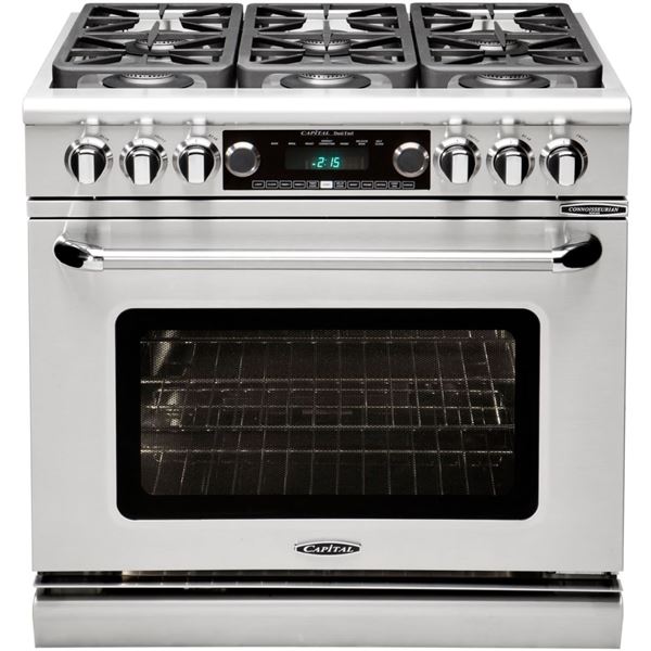 New Capital 36" Dual Fuel Range w/ Griddle, Built-In Rotisserie - Model CSB362G2N - SN MSDB1218-0465
