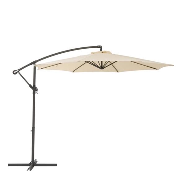 CorLiving 9.5ft UV-Resistant Offset Patio Umbrella in Warm White - Model: PPU-410-U