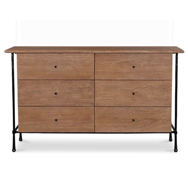 BNIB Moe's - Rene Dresser 6 Drawer Brown - 60 x 20 x 35in - Retail Price: $3,549 - LX-1078-03