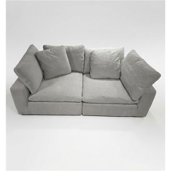 BNIB - Moe's Clay 2-Piece Modular Loveseat Livesmart Fabric - Grey - Retails: $3998