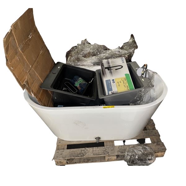 Pallet Lot - Contains Bath Tub, Counter Sinks and Faucets