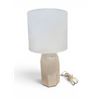 Image 1 : Modern Ribbed Ceramic Table Lamp with White Drum Shade