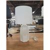 Image 2 : Modern Ribbed Ceramic Table Lamp with White Drum Shade