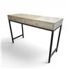Image 1 : Grey Oak & Black Iron Writing Desk with Dual Drawers (46.5x17x31)