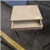 Image 3 : Light Oak & Black Iron Side Table with Single Drawer (20x16x24)