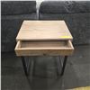 Image 3 : Natural Oak & Black Iron End Table with Single Drawer (20x16x24)