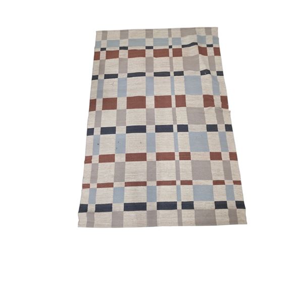 IKEA Blaljus - Modern Geometric Plaid Area Rug in Terracotta & Slate Blue - Approx 6.5 x 9.5 ft