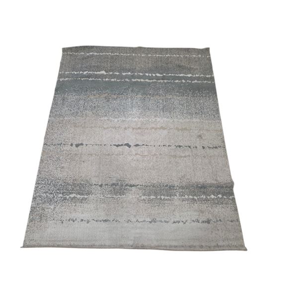 Modern Abstract Striped Sage Green & Beige Area Rug - Approx 8 x 10 ft