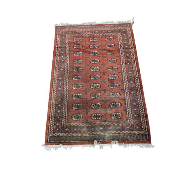 Traditional Turkmen Bokhara Style Red Area Rug with Fringe - Approx 6 x 9 ft