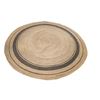 Image 1 : Goodweave - Braided Natural Jute Round Area Rug with Brown Border Stripe - Approx 8 ft diameter