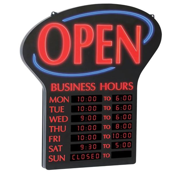 New Open Box - Newon LED OPEN Sign - RV: $249.54 - with Programmable Business Hours and Flashing Eff
