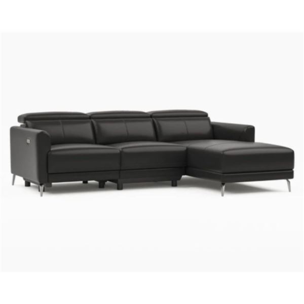 New Open Box - Valencia Andria Leather Reclining Sectional Sofa Beige (Packaged in 2 boxes)