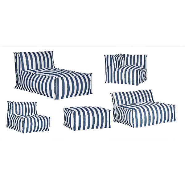 BNIB - 5-Pcs Sundays Make Waves Outdoor Modular Chairs - Ocean Stripe, includes: Corner, Armless, Ch