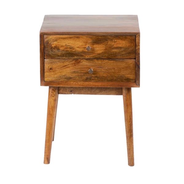BNIB - Set of 2 - Mid Century 2 Drawer Nightstand - Mango Wood, 18x15x24" - RV $295