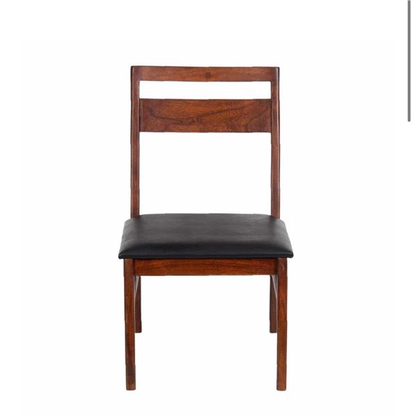 BNIB - Set of 2 - Walnut & Black PU Dining Chair (2107-007) - RV $490