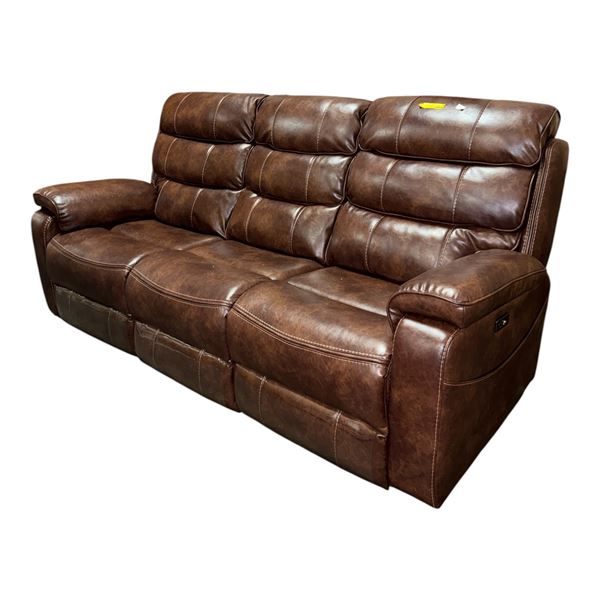 New Hudson Virgin Leather Recliner Sofa - RV $2,495