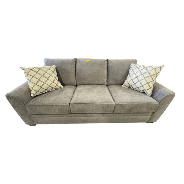 New - Gray 3-Seater Upholstered Sofa with 2 Pillows, W82"