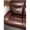 Image 2 : New Amax Leather Chestnut 3 Seater Reclining Sofa (minor scratch on arm) - approx. 83in