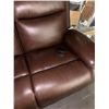Image 3 : New Amax Leather Chestnut 3 Seater Reclining Sofa (minor scratch on arm) - approx. 83in