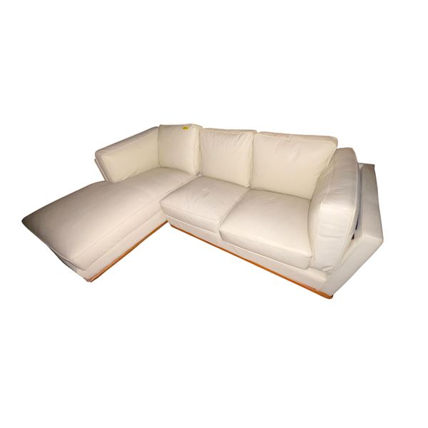 New Left Chaise Facing Leather Sofa - approx. 88in (new open box)